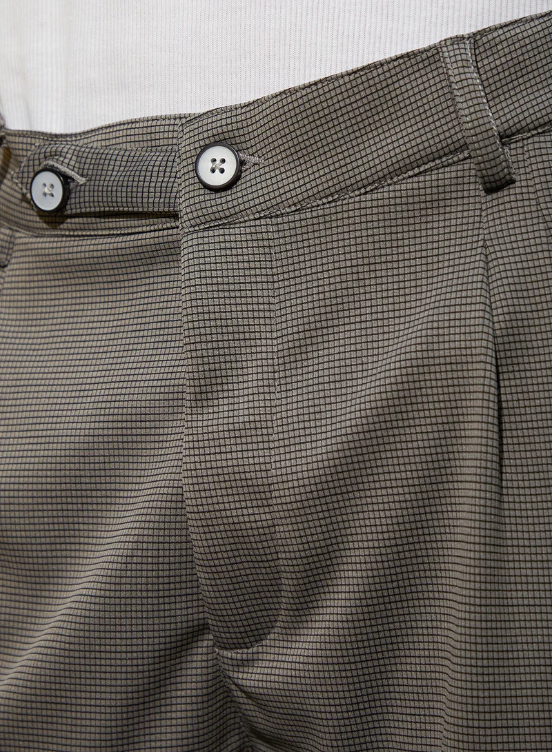 CAHOOT  Men's Ash Grey Micro-Check Chino Trousers For Casual Wear | Mid-Rise | Regular Fit | Button Closure | Trousers Crafted With Comfort Fit For Everyday Wear for Men | Best Price UAE